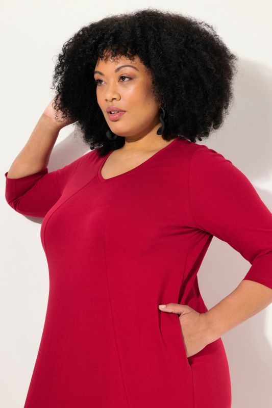V-Neck Seam Knit  A-line Swing Tunic