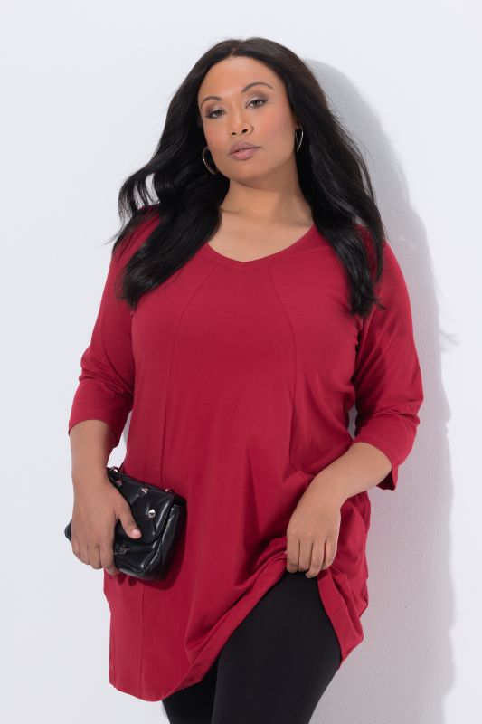 V-Neck Seam Knit  A-line Swing Tunic