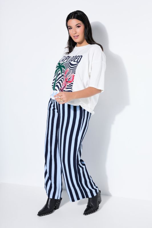 Striped Muslin Elastic Waist Pants