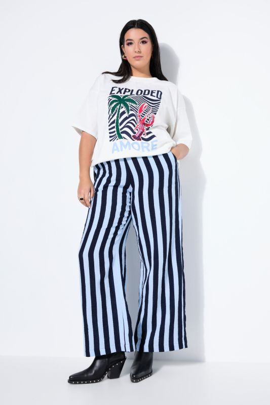 Striped Muslin Elastic Waist Pants