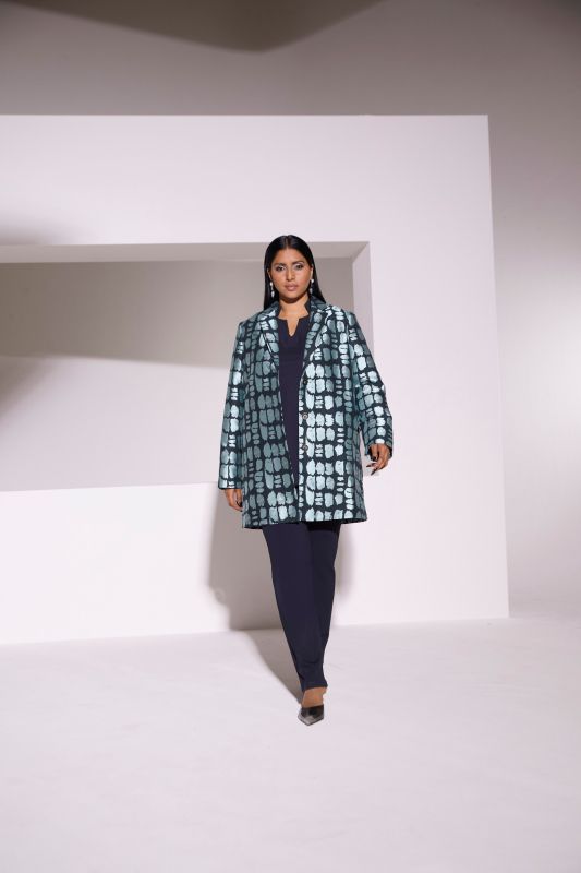 Textured Abstract Print Blazer