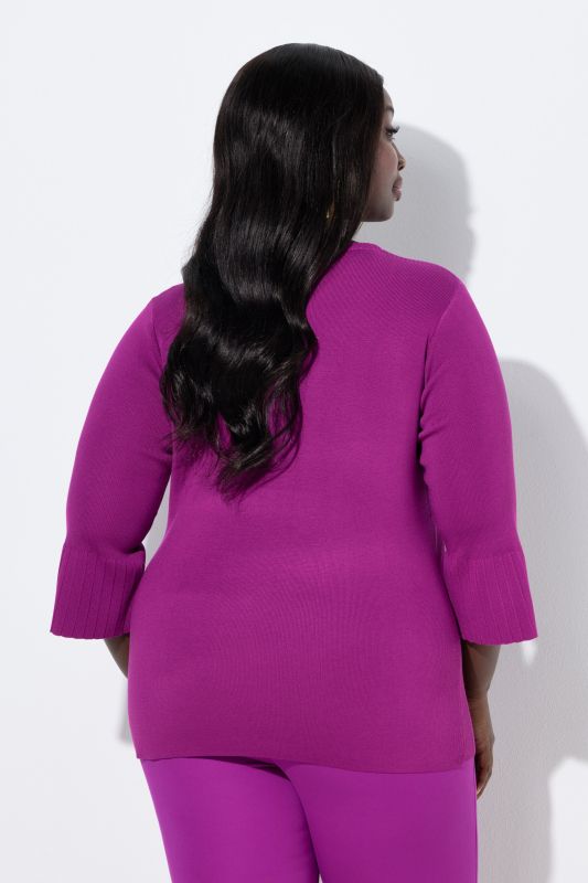 Ribbed Knit V-Neck Sweater