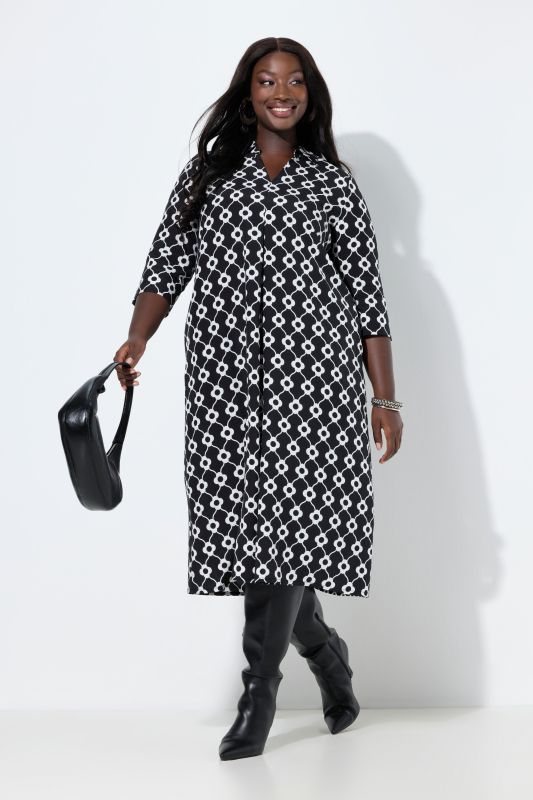 Рокля с принт на графични цветя