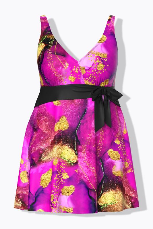 Бански тип рокля с розови цветя