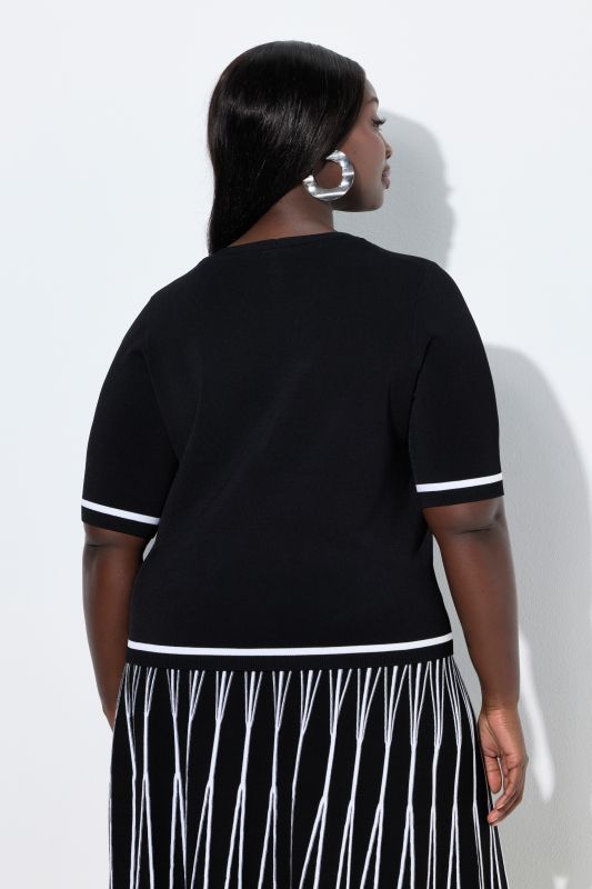 Short Sleeve Ribbed Knit Sweater