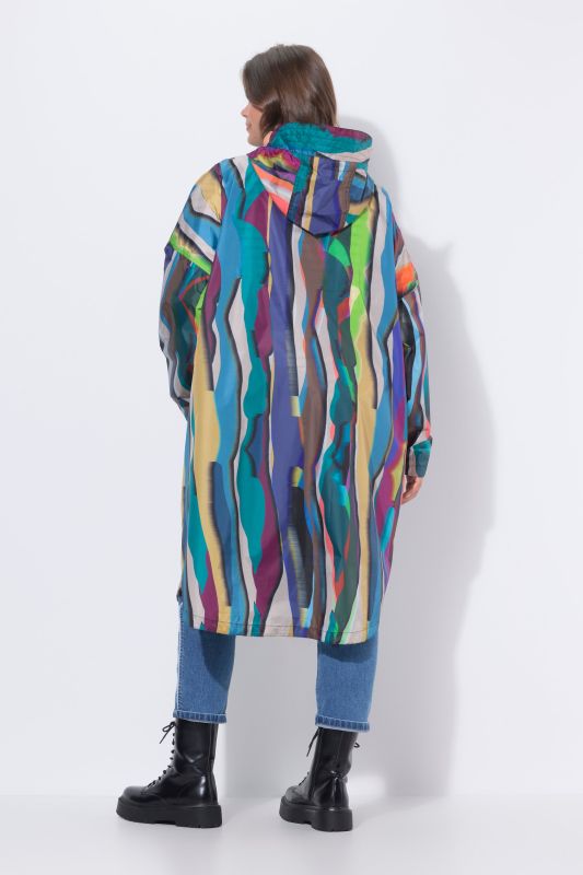 Abstract Striped Rain Poncho