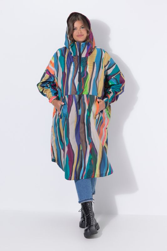 Abstract Striped Rain Poncho