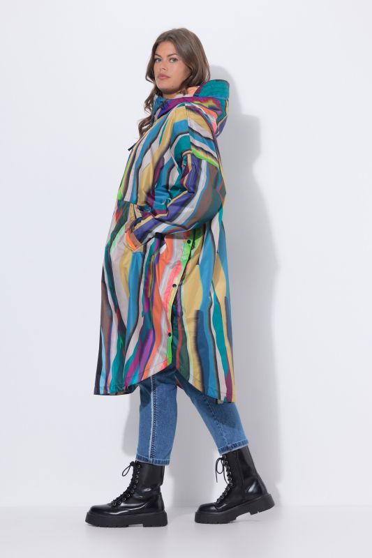 Abstract Striped Rain Poncho