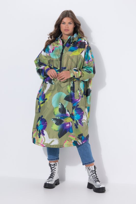 Colorful Flower Print Rain Poncho