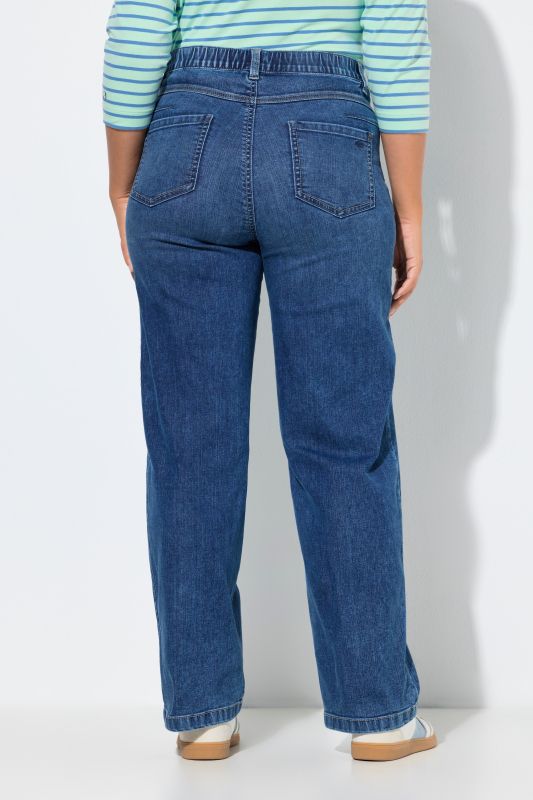 Wide Leg Stretch Fit Elastic Waist Jeans
