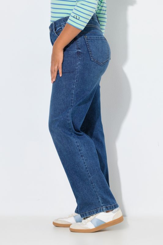 Wide Leg Stretch Fit Elastic Waist Jeans