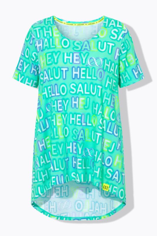 Greeting Print Short Sleeve  Knit Tunic