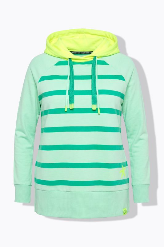 Neon Contrast Color Striped Collared Sweatshirt