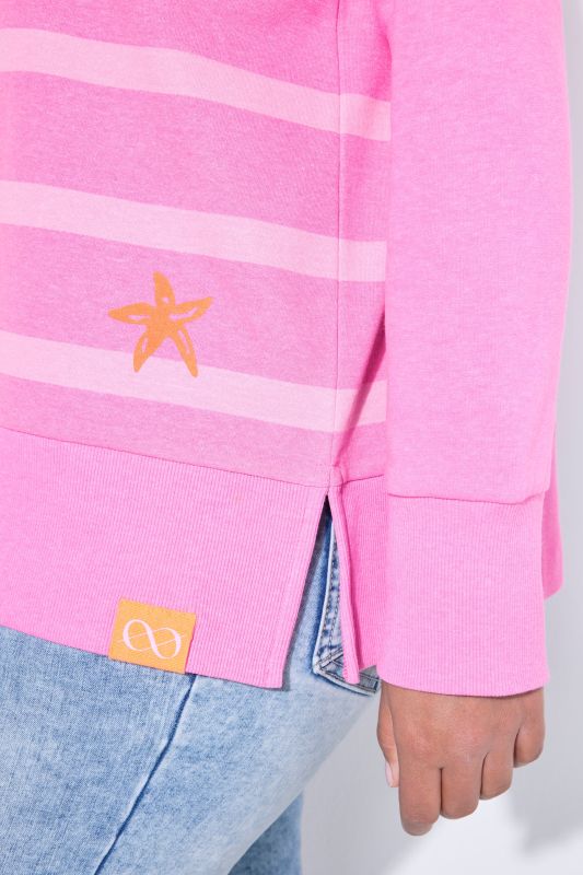 Neon Contrast Color Striped Collared Sweatshirt
