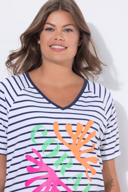 CORAL Striped Graphic Tee