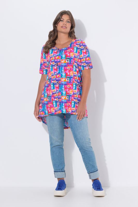 Watercolor Letter Short Sleeve Knit Tunic