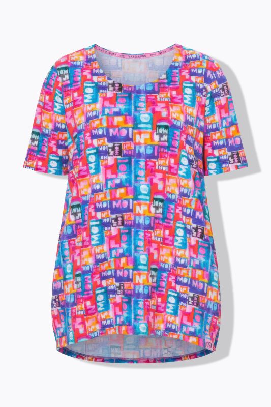 Watercolor Letter Short Sleeve Knit Tunic