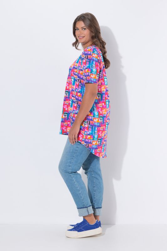 Watercolor Letter Short Sleeve Knit Tunic