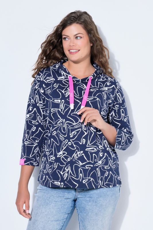 Starfish Print 3/4 Sleeve Hoodie