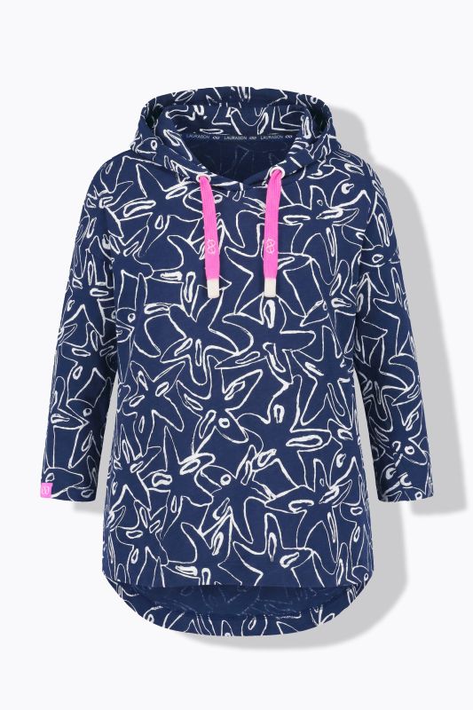 Starfish Print 3/4 Sleeve Hoodie