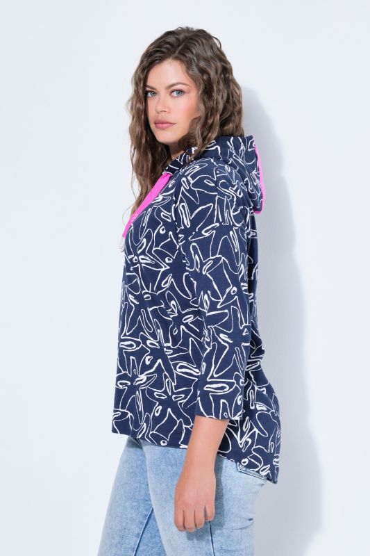 Starfish Print 3/4 Sleeve Hoodie