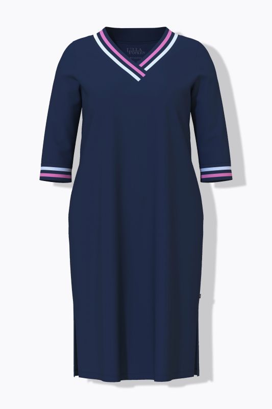 Sporty Stripe Trim V-Neck Cotton Nightgown