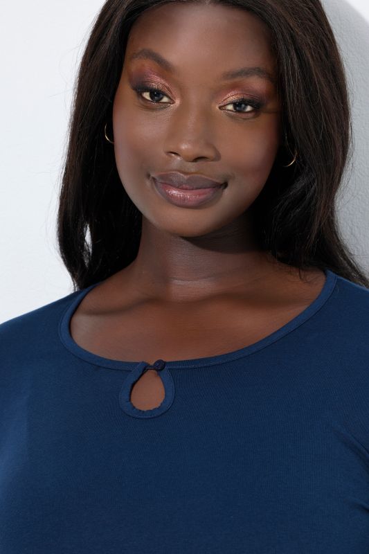 Ladder Lace Trim Lettuce Edge Cotton Knit Nightgown