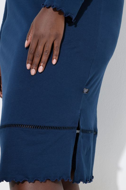 Ladder Lace Trim Lettuce Edge Cotton Knit Nightgown