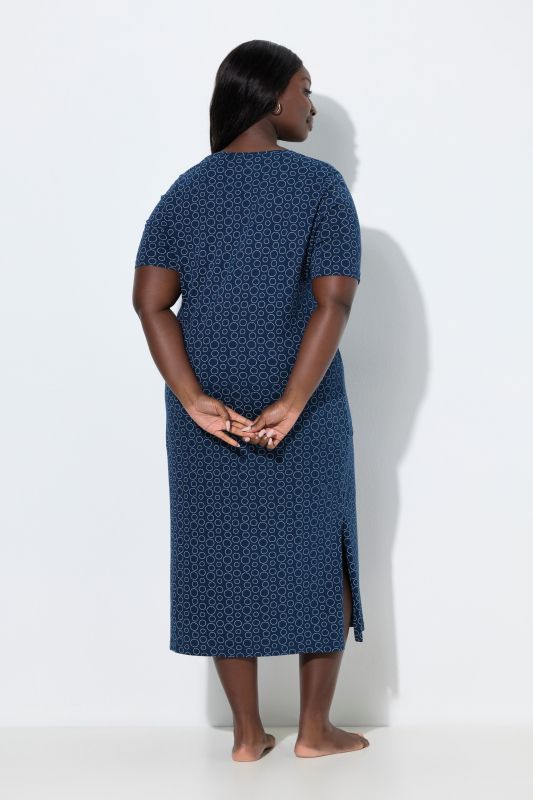 Circle Print Short Sleeve Cotton Knit Nightgown