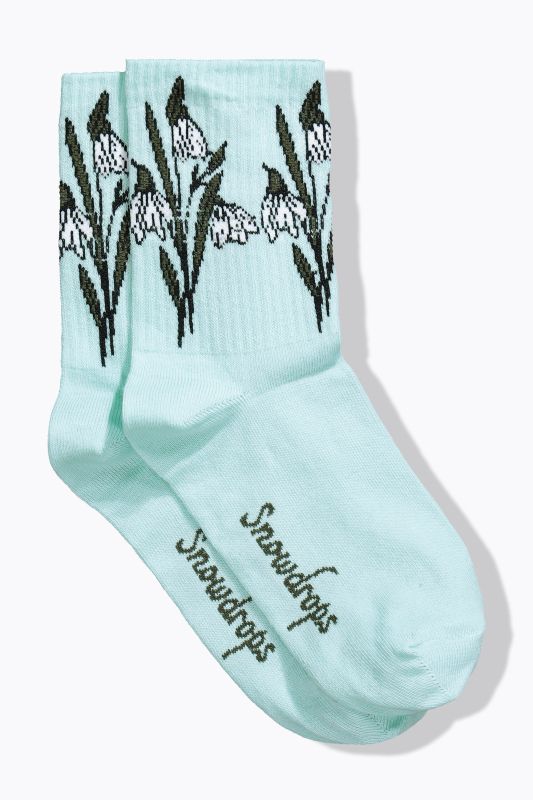 Ribbed Cuff Floral Detail Crew Socks