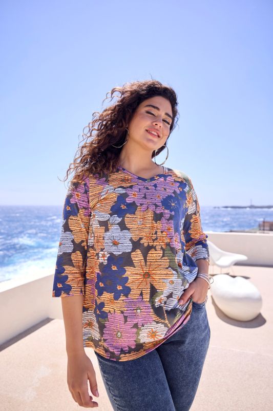 Ribbed Cuff Floral Detail Crew Socks