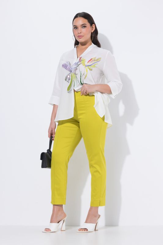 Cigarette Pintuck Elastic Waistband Pants