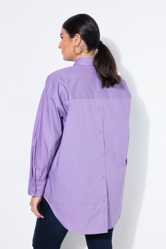Back Button Long Sleeve Blouse