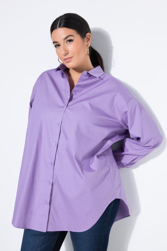 Back Button Long Sleeve Blouse
