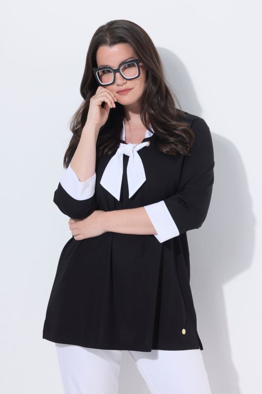 Tie-Neck 3/4 Sleeve Slinky Top