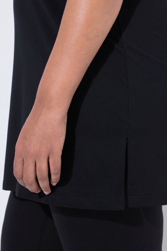 Round Neck Short Sleeve  A-Line Knit Tunic