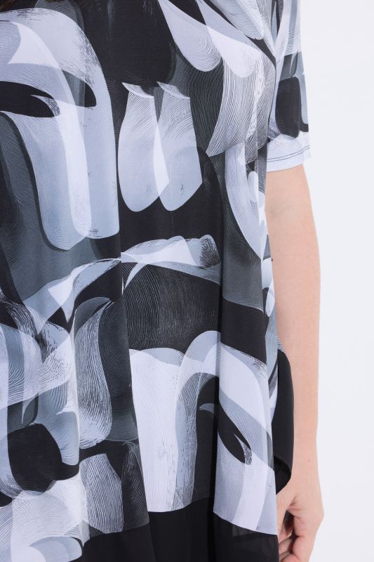 Abstract Print Stretch Knit Slinky Tunic