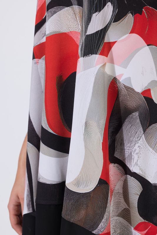 Abstract Print Stretch Knit Slinky Tunic