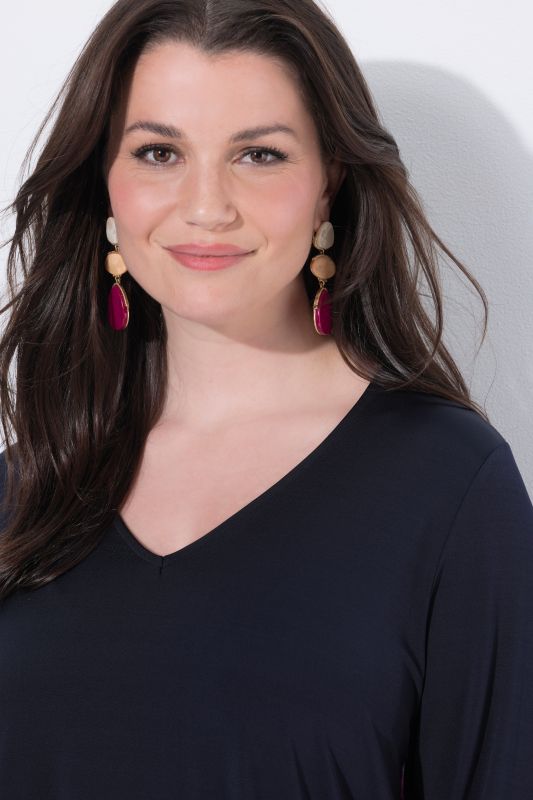 Border Print Stretch Knit Slinky Top