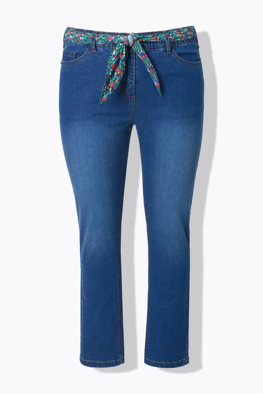 Дънки с цветен колан