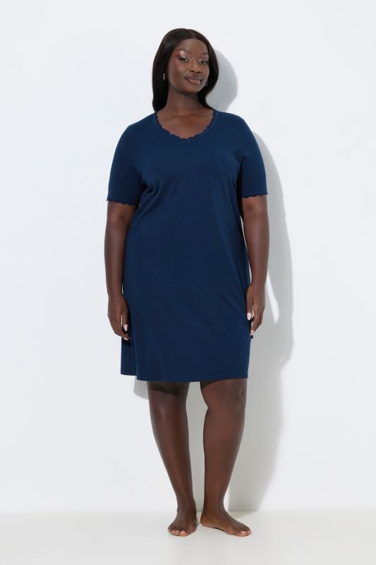 Eco Cotton Scalloped Lace Trimmed Sleep Tee