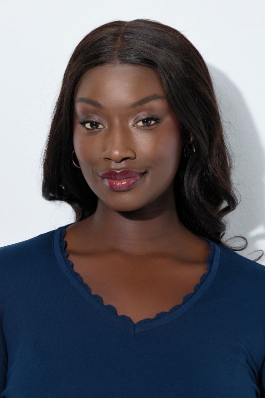 Eco Cotton Scalloped Lace Trimmed Two Piece Pajama Set