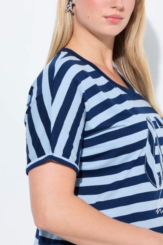 Patchwork Striped Graphic Tee