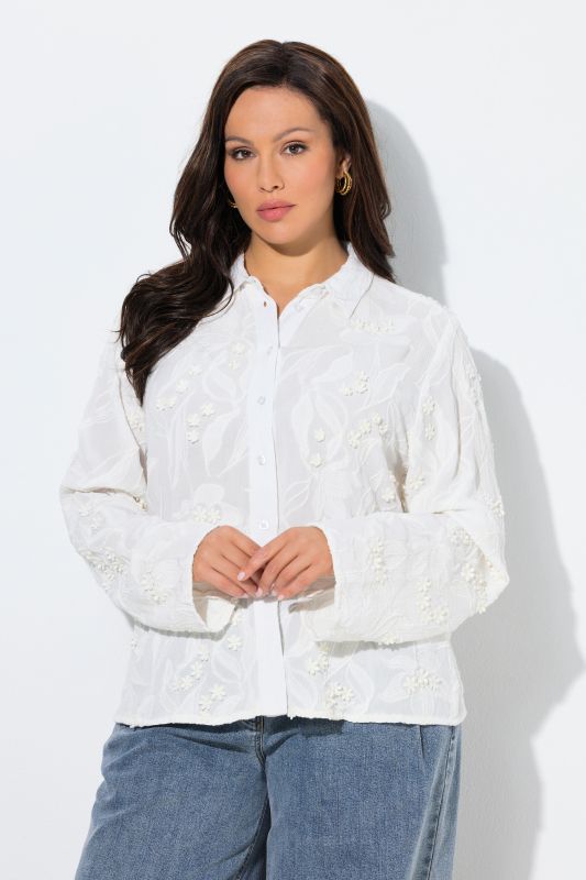 Риза с бродерия на цветя