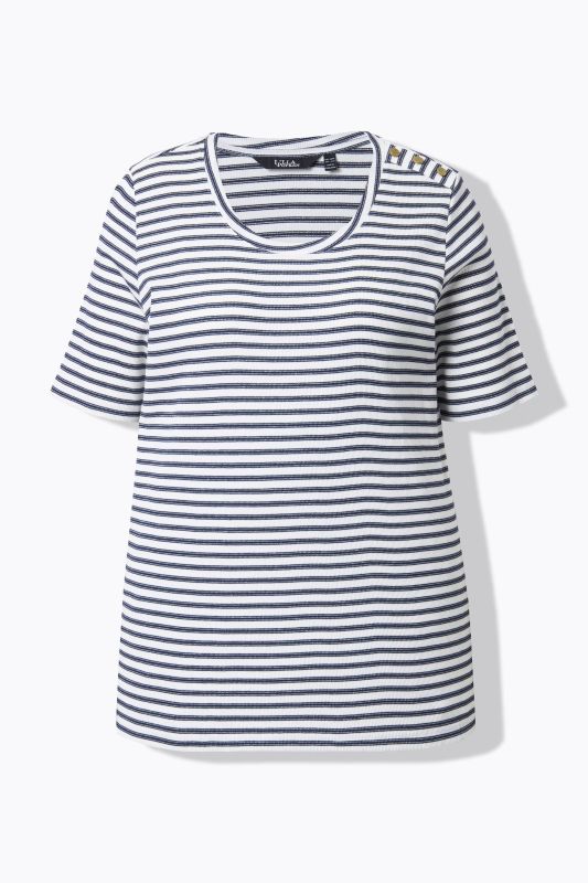 Glitter Striped Short Sleeve Scoop Neck Tee