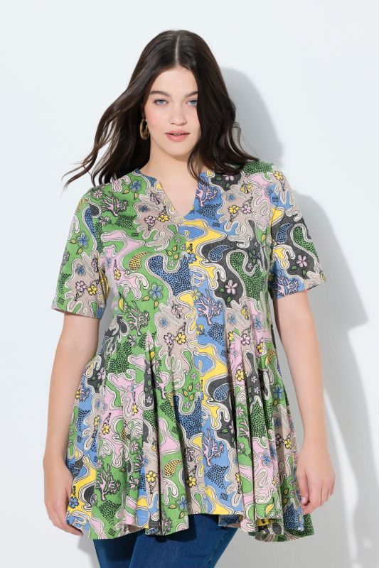 Туника с вълнообразен цветен принт