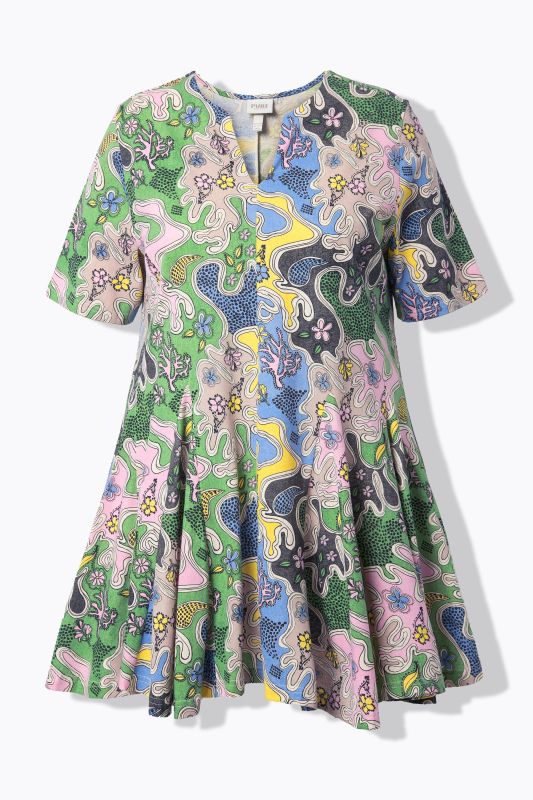 Туника с вълнообразен цветен принт