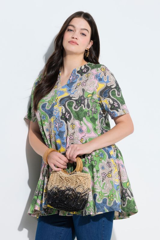 Туника с вълнообразен цветен принт