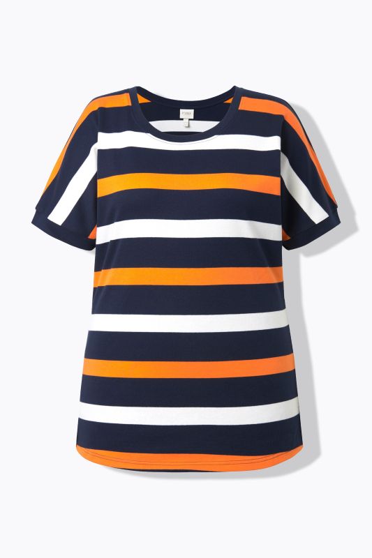 Пуловер с райета и къси ръкави