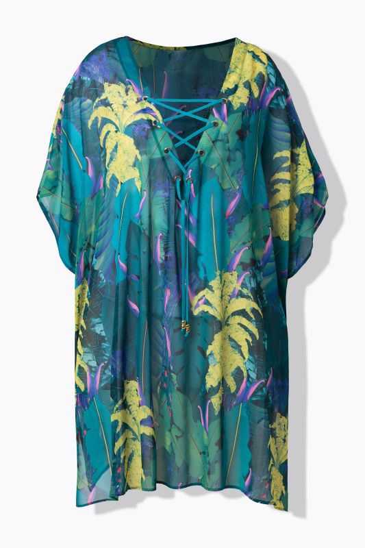 Кафтан прозрачен с принт на джунгла